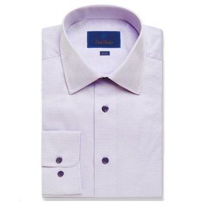 David Donahue Lilac Micro Dobby Dress Shirt Slim Fit Size 17, 34/35